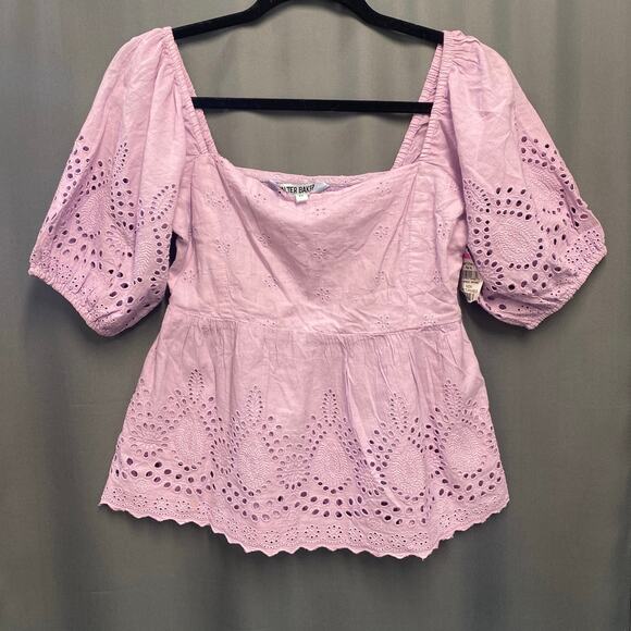 NWT Walter Baker Novalee Top Lavender Eyelet Medium (b40) - Picture 1 of 4